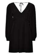 Fluid Solid Short V-Neck Dress Kort Klänning Black Tommy Hilfiger