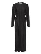 Slfellie Ls Plisse Maxi Dress Maxiklänning Festklänning Black Selected...