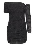 ROTATE Birger Christensen Mesh Asymmetric Dress Svart