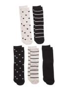 Socks 5P Bg Stripe And Heart Socks & Tights Beige Lindex