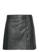 2Nd Mona - Sheen Leather Kort Kjol Black 2NDDAY
