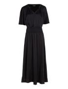 Midi V-Neck Dress Maxiklänning Festklänning Black Tommy Hilfiger