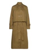 Fayette Two In Trench Trench Coat Rock Khaki Green French Connection