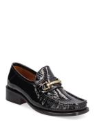 Classic Square Loafer With Buckle Loafers Låga Skor Black Apair