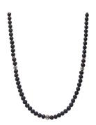 Beaded Necklace With Matte Onyx And Silver Halsband Smycken Black Nial...
