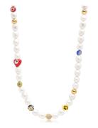 Men's Smiley Face Pearl Choker With Assorted Beads Halsband Smycken Wh...