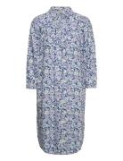 Viscose Midi Dress With All-Over Print Knälång Klänning Blue Esprit Ca...
