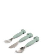 D By Deer Easy-Grip Cutlery Set Deer Friends Grön