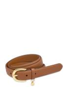 Lauren Ralph Lauren Charm Crosshatch Leather Belt Brun