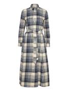 Polo Ralph Lauren Plaid Cotton Twill Shirtdress Blå