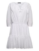 Eyelet-Embroidered Cotton Dress Kort Klänning White Lauren Ralph Laure...