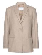 Calvin Klein Flannel Wool Tailored Blazer Beige