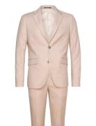 Structure Stretch Suit Kostym Beige Lindbergh