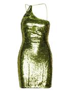 Asymmetric Sequin Dress Kort Klänning Green Mango