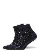 -Pcclaire Fishnet Glitter Socks 2-Pack Lingerie Socks Regular Socks Bl...