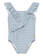 Bobo Choses Baby Vichy Ruffle Swimsuit Blå