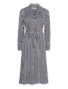 Tommy Hilfiger Fluid Stripe Ls Midi Shirt Dress Blå