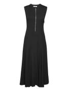 Long Midi Length Zipped Dress Knälång Klänning Black IVY OAK