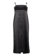 Double Satin Maxi Skirt Knälång Klänning Black Ganni