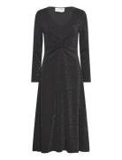 Slfrue Ls Midi Glitter Dress Knälång Klänning Black Selected Femme