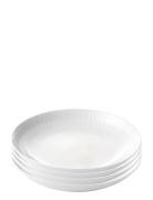 Aida Relief - Suppe Tallerken Porcelæn White 4 Stk 22 Cm Gaveæske Vit