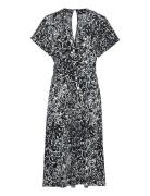 V-Neck Jersey Dress With All-Over Print Knälång Klänning Grey Esprit C...