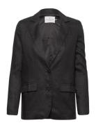 Linen/Cotton Jacket Blazers Single Breasted Blazers Black Rosemunde