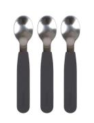 Filibabba Silic Spoons 3-Pack - St Grey Svart