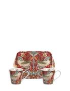 Morris & Co Strawberry Thief Red Mug And Tray Set Multi/patterned