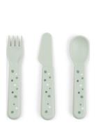 D By Deer Foodie Cutlery Set Happy Dots Grön