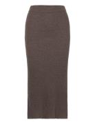 Davida Cashmere Rib A-Line Skirt Brun