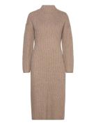 Knitted Turtleneck Dress Knälång Klänning Brown Gina Tricot