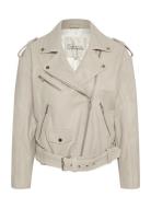 Mwgilo Leather Jacket Läderjacka Skinnjacka Cream My Essential Wardrob...