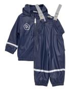 Color Kids Rain Set Pu W. Fleece Lining Blå