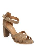 Gillian Sandal Med Klack Brown Pavement