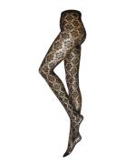 Lindex Tights Net Flower Repetitive Svart