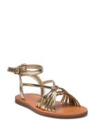 Mango Ruched Strips Sandals Guld