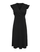 Onlmay Life S/L Wrap Midi Dress Jrs Noos Knälång Klänning Black ONLY