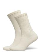 2P Rs Monogram Cc W Lingerie Socks Regular Socks Cream BOSS