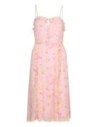 Recycled Chiffon Strap Dress Knälång Klänning Pink Rosemunde