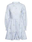 Miluna Embroidery Dress Kort Klänning Blue NORR