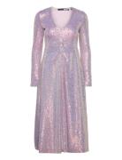 ROTATE Birger Christensen Sequin Midi Dress Rosa