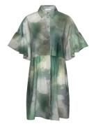 Clamecy Gathered Shirt Dress Aop&Solid Kort Klänning Green Tamaris App...
