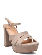 Nova Strap Suede Sandal Med Klack Beige Shoe The Bear