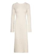 Knitted Bouclé Dress Knälång Klänning White Gina Tricot