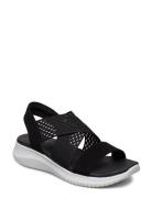 Womens Ultra Flex - Neon Star Platta Sandaler Black Skechers