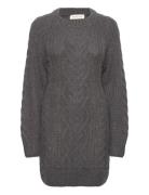 Eloise Cable Knitted Mohair Blend Mini Dress Kort Klänning Grey Malina