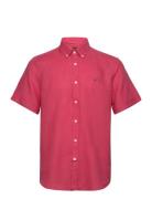 Douglas Linen Ss Shirt-Classic Fit Designers Shirts Short-sleeved Pink...