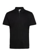 Selected Homme Slhfave Zip Ss Polo Noos Svart