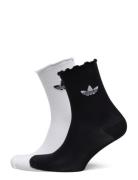 Semi Sheer Ruffle Crew Sock 2 Pair Pack Sport Socks Regular Socks Whit...